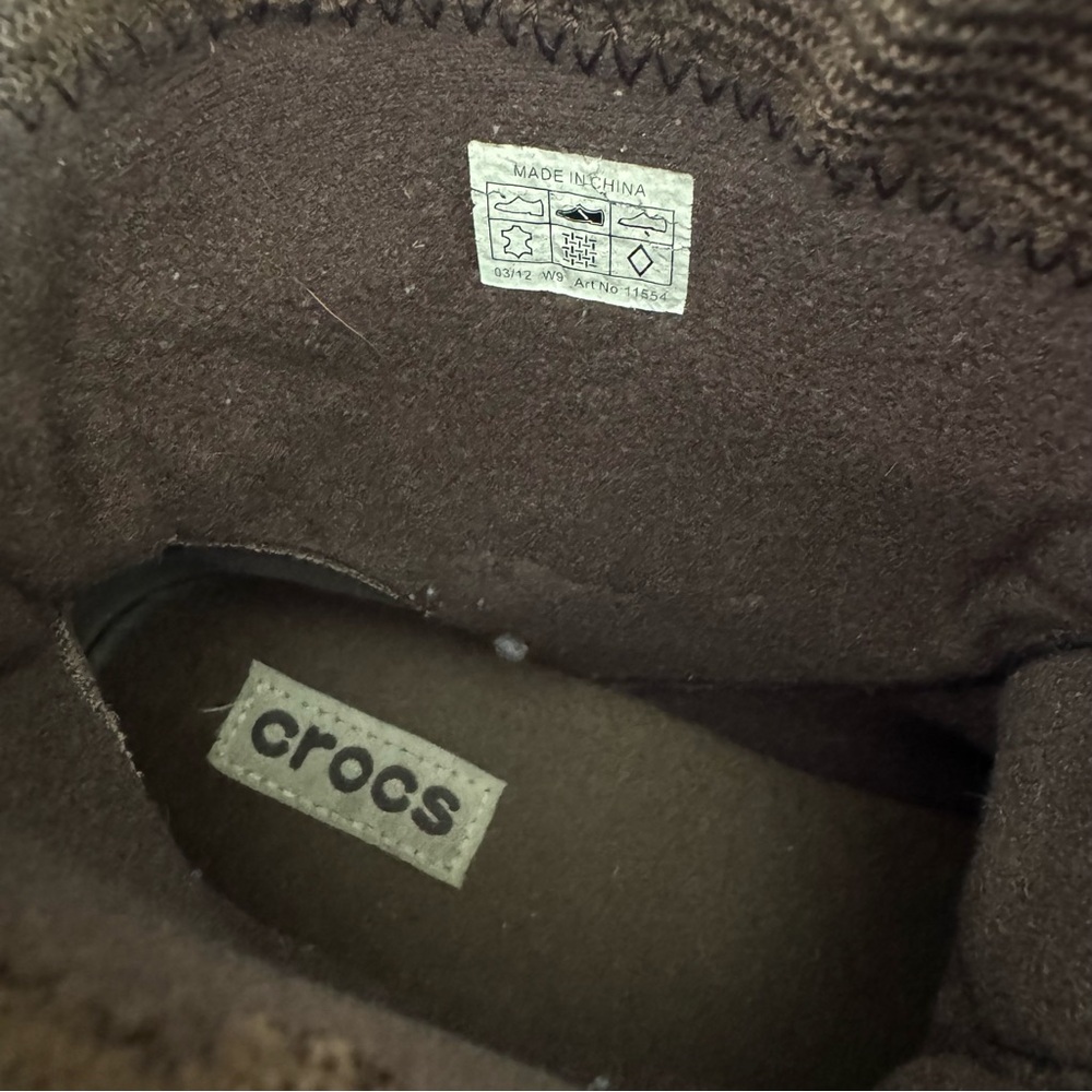 Womens Crocs 11554 Cobbler Brown Leather Suede Fold Over Ankle Boots Size 9 - Picture 6 of 7